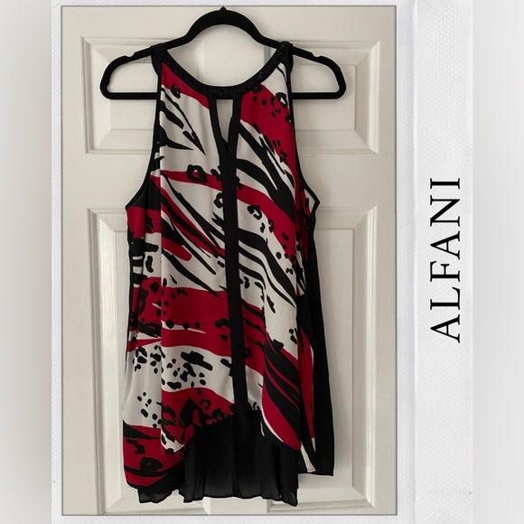 Alfani Tops - Alfani Black, White, and Red Sleeveless Top